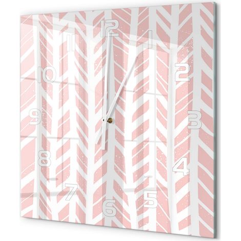 Grande Horloge Murale Carrée Art Déco en Verre Silencieuse Décoration Intérieure Motif à chevrons 60x60 cm (1/5)