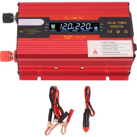 Onduleur de Voiture 420W 12V/220V à Onde Modifiée avec Affichage LCD Rouge (1/5)
