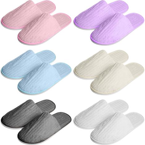 6 Paires Chaussons Jetables Doux en Velours Corail, Pantoufles D'Hôtel Unisexes, Chaussons Invités pour Spa, Bain, Voyage, Événements et Fêtes – Pantoufles de Spa Confortables