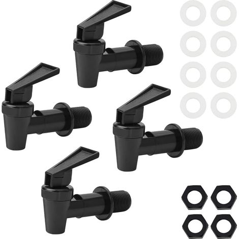 Lot de 4 Distributeur de Boisson Robinet, Réutilisable Robinet d'eau en Plastique Tonneau Robinet de Rechange pour Eau Cocktail Jus Fontaine à Boire (1/5)