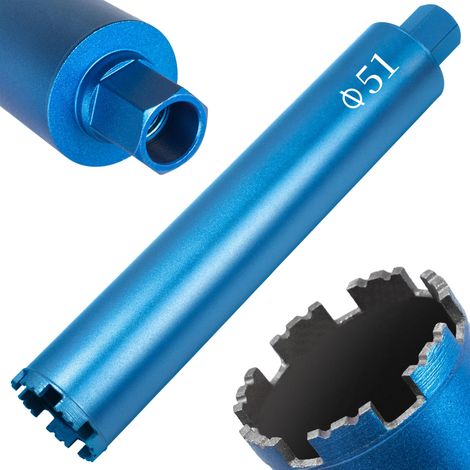 Couronne de Forage Diamantée Ø51 mm,1 ¼" UNC,Longueur Disponible 400 mm,Scie Cloche Diamant avec Segments Soudés au Laser,Foret Diamant pour Carotteuse pour Béton,Maçonnerie,Pierre,Granit (1/5)