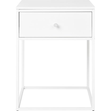 Comodino Vita con Cassetto Bianco e Gambe in Metallo — 40×40×55 cm (1/5)
