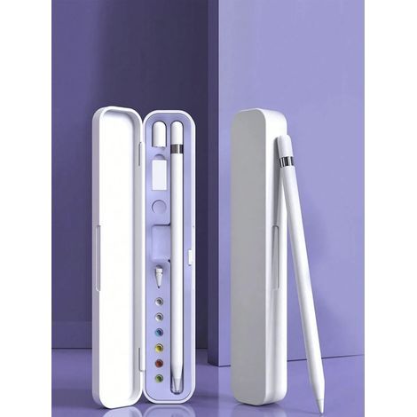 Étui de rangement pour embouts de stylet Apple Pencil 1ère et 2ème génération, boîtier compact en plastique ABS violet, support portable pour tablette iPad, stylet et accessoires, stylet non inclus (1/5)