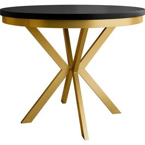 Mesa Oswego 155, Negro + Dorado, 76x0x0cm, Alargamiento, Aglomerado laminado, Metal