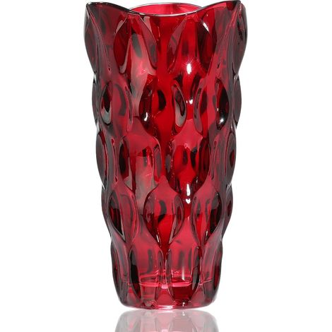 Vase de fleurs - 24 cm - 1,5 kg - Pour tulipes - Vase en verre transparent - Décoration de mariage (rouge) (1/5)