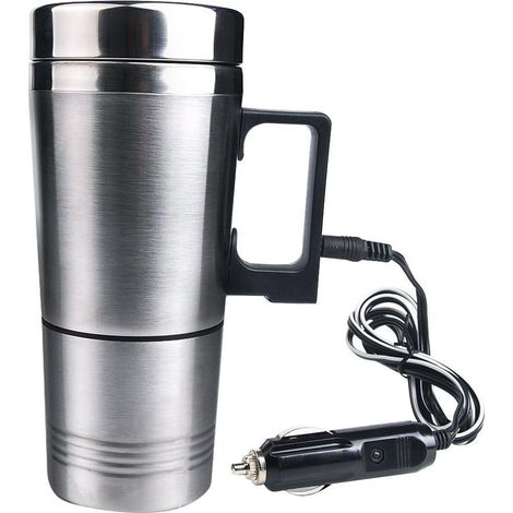 Car electric heated insulated bottle, 12V, with stainless steel coffee cup (1/5)