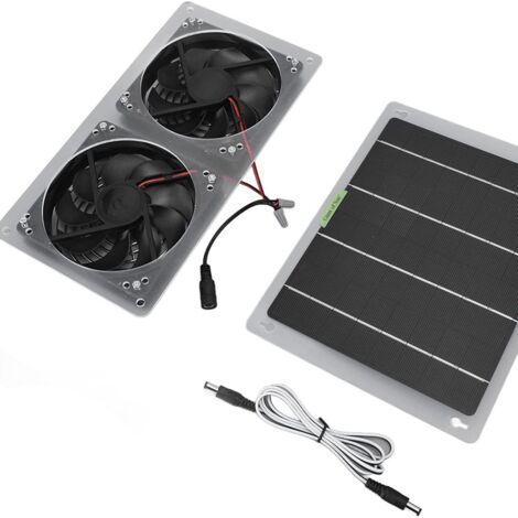 Kit de Ventilateur à Panneau Solaire, 100W 12V Ventilateur Solaire Extérieur Étanche, Mini Ventilateur Portable, Kit de Ventilateur à Panneau Solaire pour La Maison, La Caravane et La Serre (1/5)