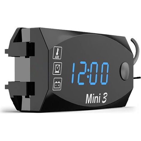 Orologio digitale per moto, orologio da manubrio per moto 3 in 1, orologio digitale, termometro, voltmetro, display universale impermeabile, orologio per moto con grande schermo