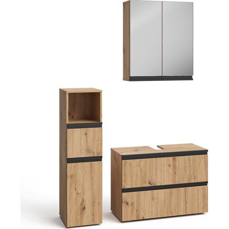 Conjunto de muebles de baño de 3 piezas Torren, Artesano, 3 piezas, con armario midi, Vicco (1/5)