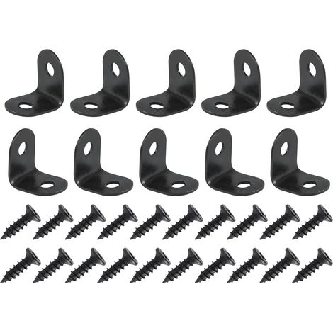 10Paquet 0.47"x0.47"x0.35" L Support Coin Bretelles Noir (1/5)