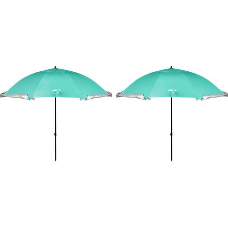 Paravento 2 in 1 per ombrellone da spiaggia XXL 240 cm, verde, confezione da 2 (1/5)