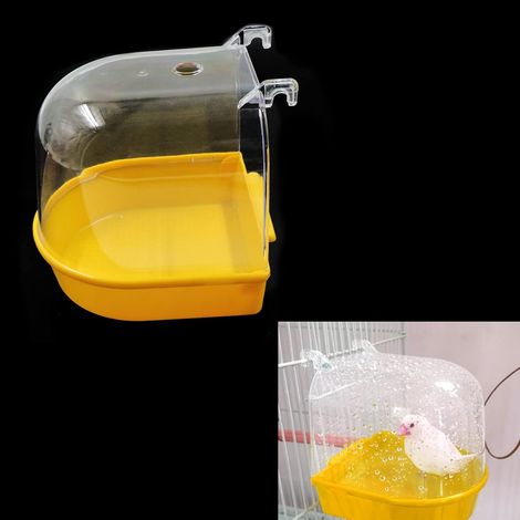 Baignoire D'Oiseau BoîTe Bain Jouet - Suspendu Perruche Baignoires Pour Oiseaux Perroquets Avec Crochets Nourrisseur Plupart Des Cages Cage Animaux Perruches Douche Suspendue Canaris 1 PièCe (1/5)