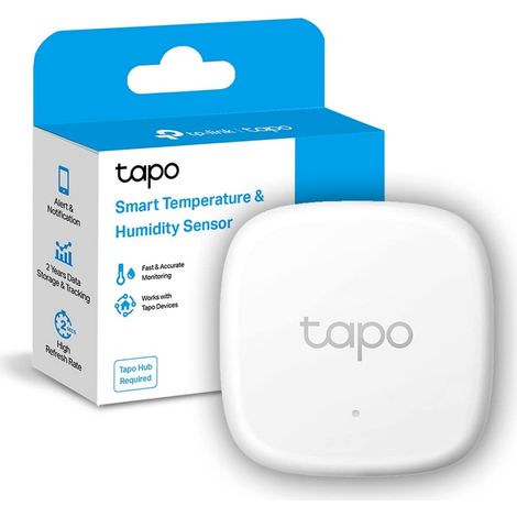 Tapo T310 Monitoraggio della Temperatura e Dell'umidità, Sensore di Fabbricazione Svizzera ad Alta Precisione, Accende/Spegne Automaticamente, Risparmiare Energia, Hub Obbligatorio (1/4)