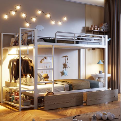 bett etagenbett schlafplatz 90 mal 200 stauraum HAVRYA (1/5)
