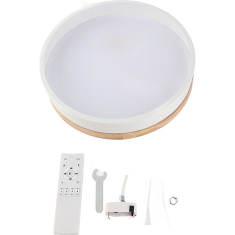 Ortviai Applique LED encastrée ronde en bois, 30 cm, gradation continue et contrôle via appli/telecommande pour chambre ou couloir