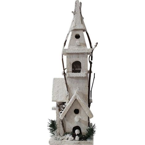 Maison en bois Noël 5LED 12,5 x 10,5 x 40cm - Blanc - SILUMEN (1/5)