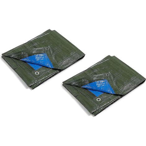 Kippen 6056K - Confezione da 2 pezzi di Telone Occhiellato Bicolore Misura 2x3 mt. Grammatura 90 g/m² (1/3)