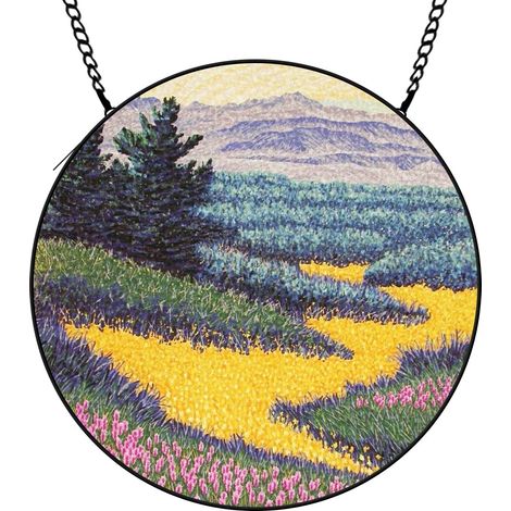30 cmAttrape-soleil en vitrail fleurs sauvages papillons abeilles, décoration maison jardin, cadeau femme (1/5)