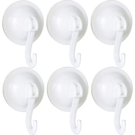 Lot de 6 cintres muraux réutilisables avec ventouse 70 mm, étanches et sans trace, pour manteaux, écharpes, serviettes, sacs, clés (1/5)