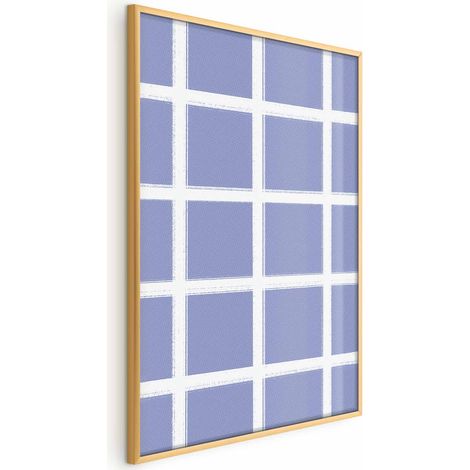 Póster - Líneas blancas - una cuadrícula con una malla grande sobre un fondo azul (1/4)