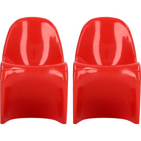 Lot de 2 chaises miniatures à l'échelle 1/6, style décontracté et mignon, en plastique, 14 x 9 x 8 cm, pour maison de poupée ou décoration (rouge). (1/5)
