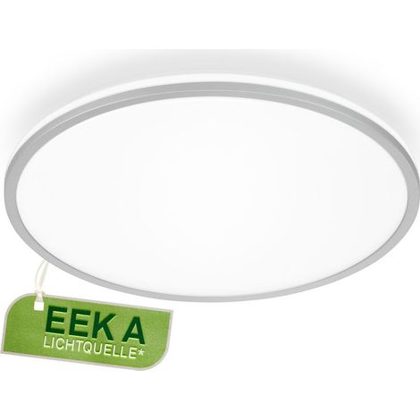 Briloner Lana A LED Deckenlampe, mit EEKA Lichtquelle, Indirektes Licht, Neutralweißes Licht, Chrom-Matt, Ø33 x 6 cm