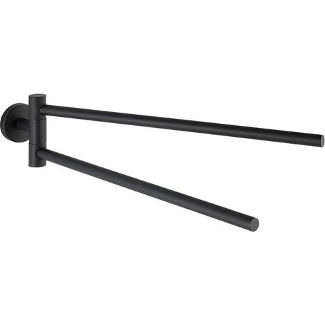RHG Porte - serviettes de salle de bain noir mural avec 2 bras mobiles, acier inoxydable, 5,5x9x43 cm