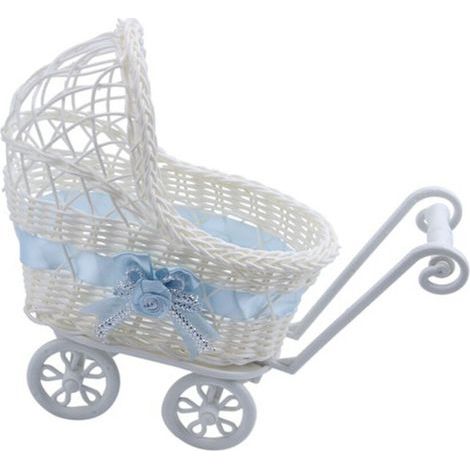 Panier à fleurs tissé décoratif en forme de chariot, petit (1/2)