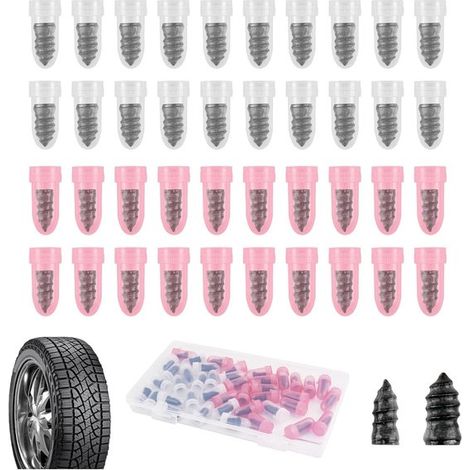 Kit completo de reparación de neumáticos de 40 piezas para coche, moto y bicicleta con destornillador y piezas de acero al carbono (1/5)