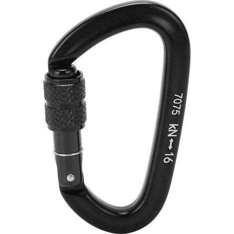 Mousqueton à vis en alliage d'aluminium 16KN pour escalade et randonnée - Anneau D sécurisé (Noir, Modèle 9) (1/5)