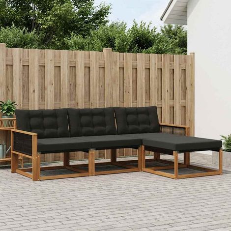 vidaXL Outdoor-Sofagarnitur 4 Stk. Natürlich und Schwarz (1/5)