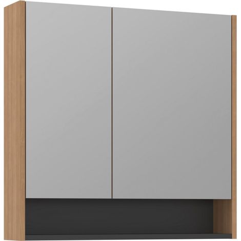 Mobile da bagno con specchio "Ricato 80" - 80 x 16 x 78 cm - Noce (1/3)