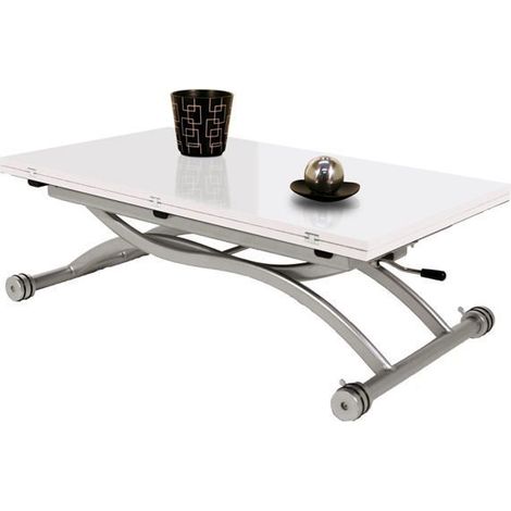 Table basse relevable - GIOVANNI MARCHESI - MIRAGE - Laqué Blanc - Réglable 30-78 cm - 6 à 8 couverts (1/3)