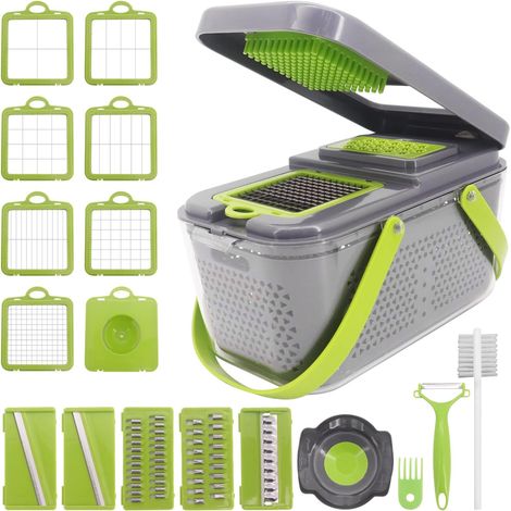 22-in-1 Multifunktionaler Gemüseschneider, Mandoline Gemüsehobel, Zwiebelschneider, Multizerkleinerer für Zwiebeln, Salate, Kartoffeln, Tomaten, Mandoline, Küchengeräte (1/5)