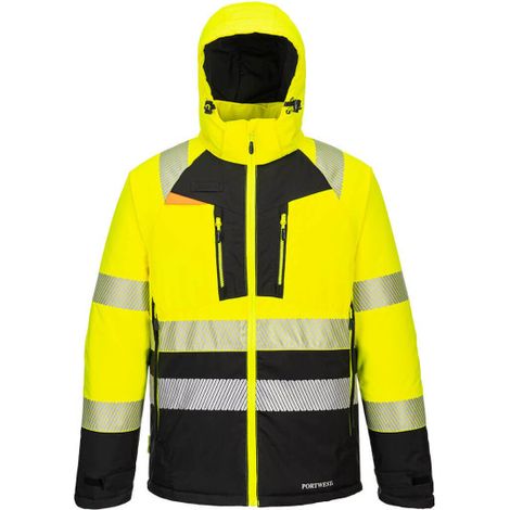 Chubasquero bicolor flúor tejido con propiedades de elasticidad mecánica DX430 M Amarillo / Negro