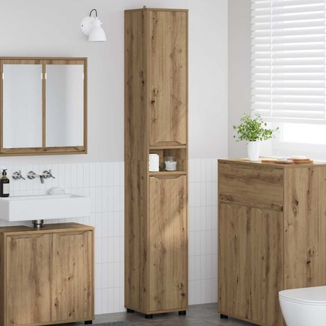 vidaXL Mobile da Bagno Rovere artigianale 30,5 x 30 x 195 cm (1/5)