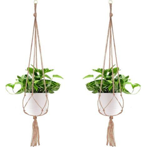 2 Paquets Suspension Plante, Pot Suspendu Plante, pour Suspendre Pot de Fleur Suspension Suspendue Décoration Balcon Maison, 4 Jambes en Corde, 105 cm (1/5)