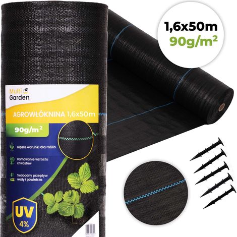 Weed Control Fabric 90 g/m², 1.6x50m with Pins