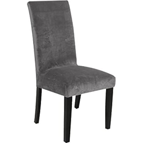 Lot de 1 housse de chaise en velours gris, robuste, amovible, lavable et réutilisable – Pour salle à manger, banquet, décoration d'intérieur (gris) (1/5)