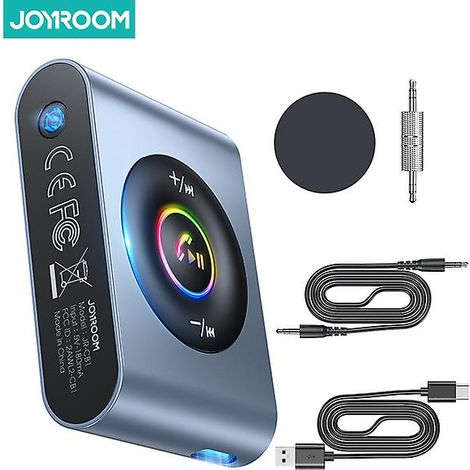 Adaptateur mains libres Joyroom 5.3, adaptateur Bluetooth pour voiture, récepteur audio magnétique sans fil, lecteur MP3, LED, prise auxiliaire 3,5 mm, modulateur radio (1/5)