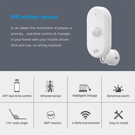 WLAN-PIR-Bewegungsmelder, drahtlose Sicherheitsalarmanlage, Infrarot-Bewegungsmelder, akustischer und optischer Alarm einstellbar