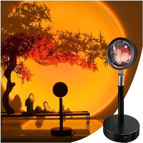 Lampe Projecteur Coucher de Soleil, 16 Couleurs et Décoloration RVb Lampe Projecteur Coucher de Soleil avec Télécommande, Lampe Solaire Rotative 180°, Vision Romantique (1/4)