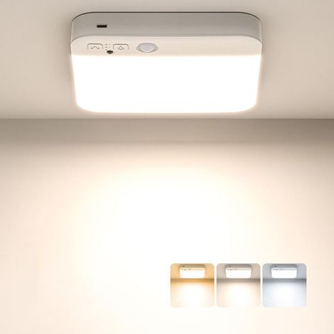 Plafonnier LED rechargeable à détecteur de mouvement sans fil 3 modes, veilleuse idéale pour salle de bain, escaliers, garage et couloir. (1/5)