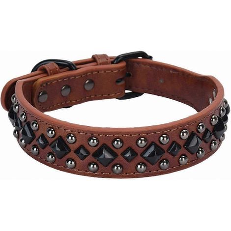 Collier en cuir ajustable pour chien de petite à grande race, plusieurs tailles disponibles, marron XL (1/5)