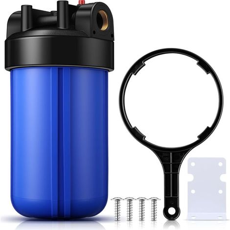 10" x 4,5" Gehäuse für universelles Hauswasserfiltersystem mit Sedimentfilter, 1" Messing-NPT-Anschluss, für die Vorfiltration im ganzen Haus, Blau (1/5)
