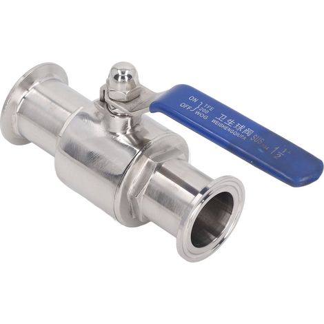 Robinet à Bille Inox pour Industrie Alimentaire, Installation Facile avec Raccords Rapides DN32, Chimie et Lait (1/5)
