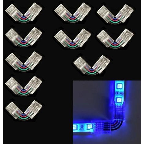 Connecteur de bande de LED 4 broches 8 mm angle droit réglable L forme connecteur pour 3528/5050 SMD RGB LED bande de lumières 90 degrés