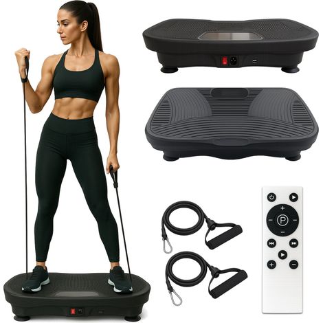 MAKA Base Piattaforma Vibrante Fitness in Casa con Cassa Bluetooth e Fasce Elastiche