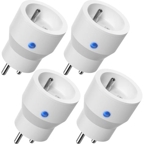 Prise Connectée WiFi, 10A Prise Intelligente Compatible avec Assistant, Commande Vocale, Contrôle à Distance et Configuration Bluetooth, 4 Pack (1/5)