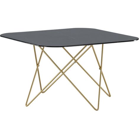 Table Basse en Verre Marbré "Tristar" 80cm Noir & Or (1/5)